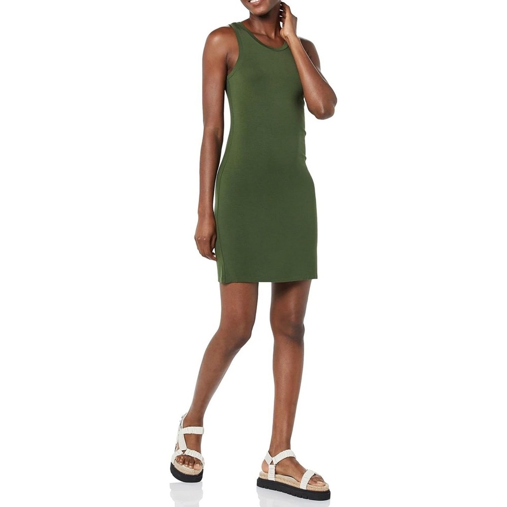 NEW Amazon Essentials‎ Womens Lightweight Jersey Slim-Fit Mini Dress Olive XXL